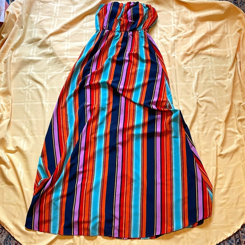 Striped Multi-Colored Flowy Summer Dress